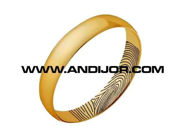 Alianza para boda de media caña oro amarillo huella dactilar - Imagen 2