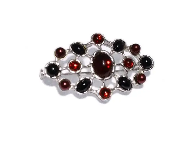 Broche o alfiler de plata con bolas granates - Imagen 2