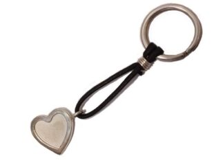 Llavero corazón plata cuero