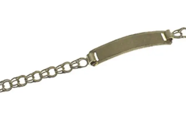 Pulsera de oro con cadena milanesa y placa identidad - Imagen 2