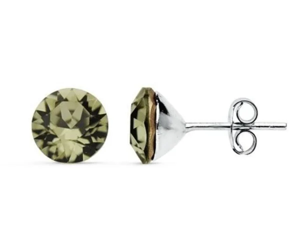 pendientes plata swarovski gris