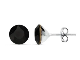 Pendientes plata Swarovski negro