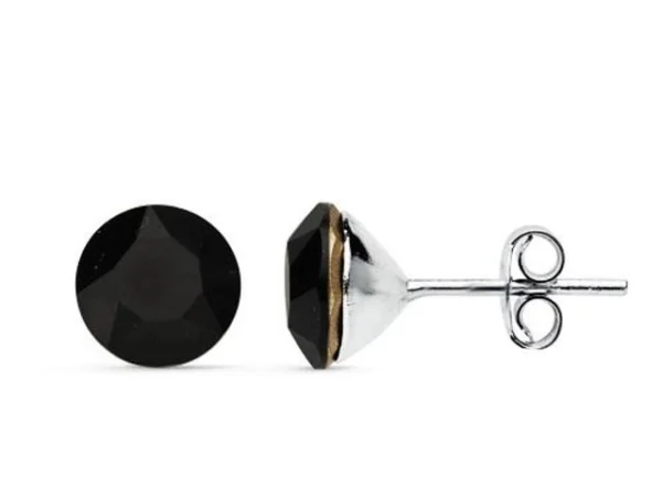 Pendientes plata Swarovski negro