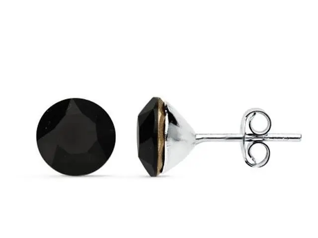 Pendientes plata Swarovski negro