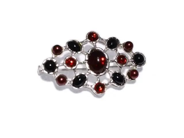 Broche alfiler plata granates