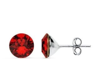Pendientes Swarovski rojo plata