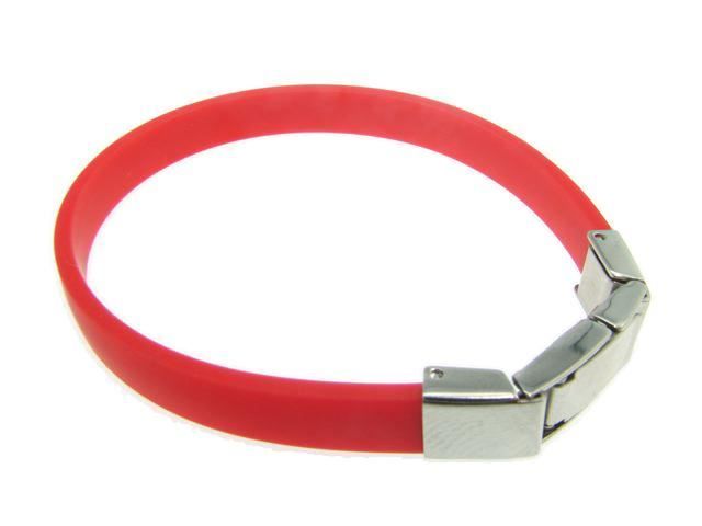 Pulsera caucho rojo acero