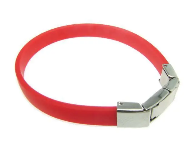 Pulsera caucho rojo acero