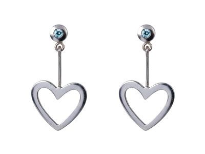 Pendientes oro blanco corazón