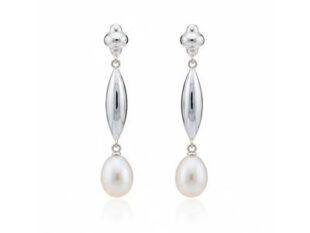 Pendientes largos oro perlas