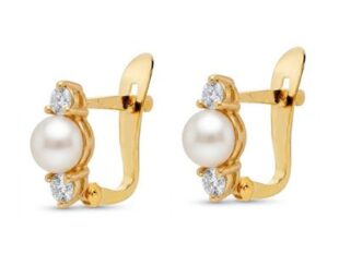 Pendientes oro niña perla