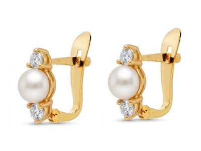 Pendientes oro niña perla