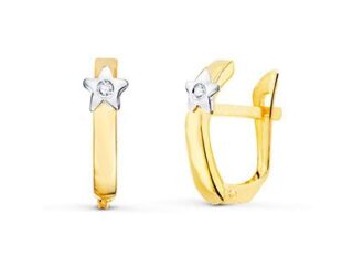 Pendientes oro estrella brillante