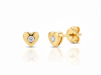 Pendientes oro diamantes corazón