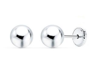 Pendientes bola oro blanco