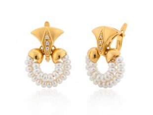 Pendientes oro fiesta perlas