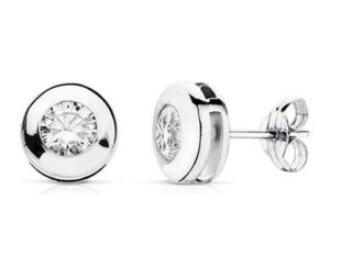 Pendientes oro blanco chaton