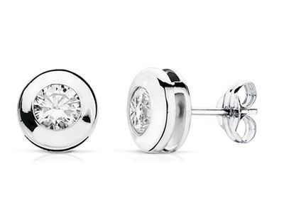 Pendientes oro blanco chaton