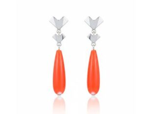 Pendientes oro blanco corales