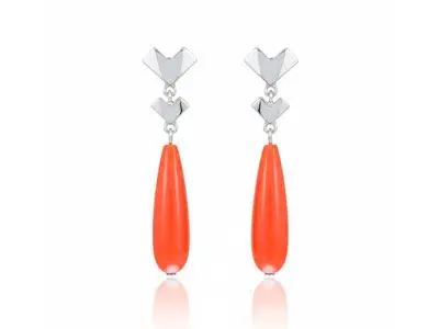 Pendientes oro blanco corales