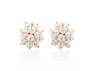 Pendientes oro racimo perlas
