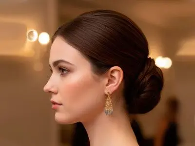 Pendientes largos de estilo antiguos o de época en oro bicolor