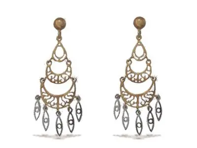 Pendientes época oro bicolor