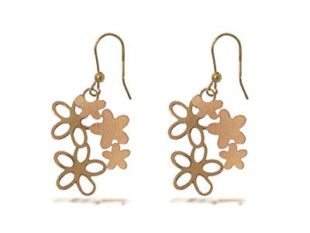 Pendientes largos flores oro