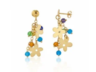 Pendientes flores piedras colores