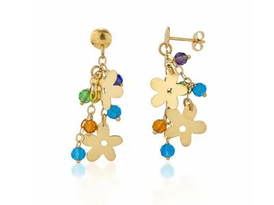 Pendientes flores piedras colores