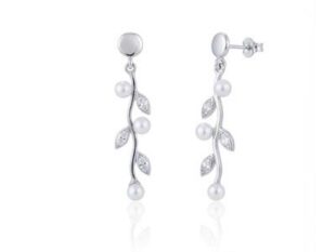 Pendientes oro largos perlas