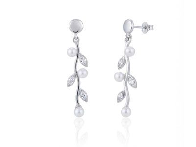 Pendientes oro largos perlas