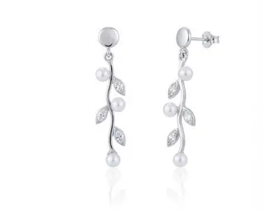 Pendientes oro largos perlas