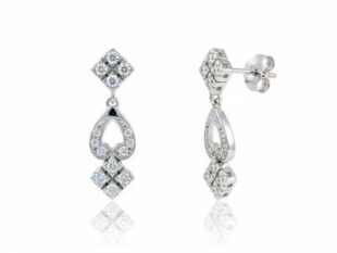 Pendientes oro rombos circonitas