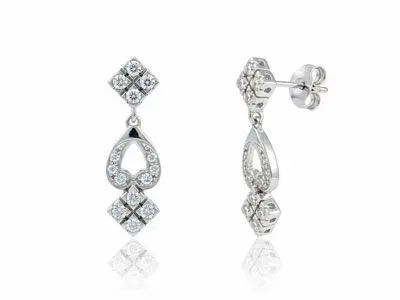 Pendientes oro rombos circonitas