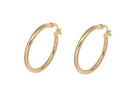 Pendientes aro de tubo en oro amarillo ley con cierre pestaña
