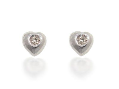 Pendientes corazón diamantes blanco