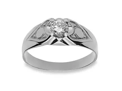 Solitario para hombre en oro blanco y circonita