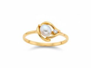 Anillo oro perla circonita