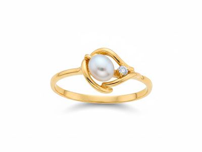 Anillo oro perla circonita