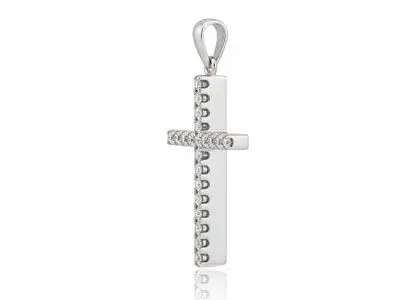 Cruz con veinte diamantes talla brillante en oro blanco de ley