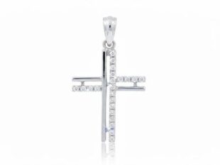 Cruz oro blanco diamantes