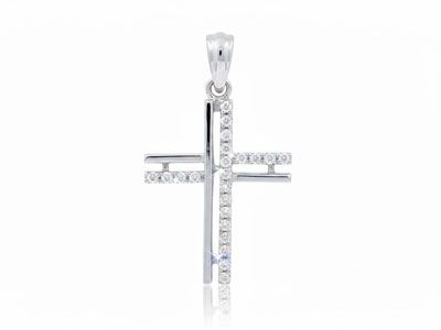 Cruz oro blanco diamantes