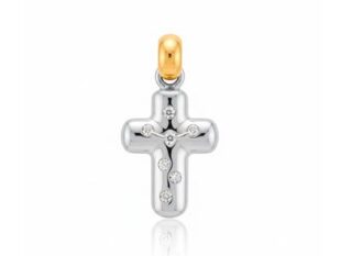 Cruz abombada diamantes oro
