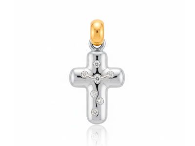 Cruz abombada diamantes oro