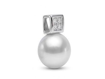 Colgante Kailis de oro blanco diamantes y perla australiana - Imagen 2
