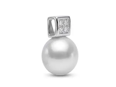 Colgante Kailis de oro blanco diamantes y perla australiana - Imagen 2