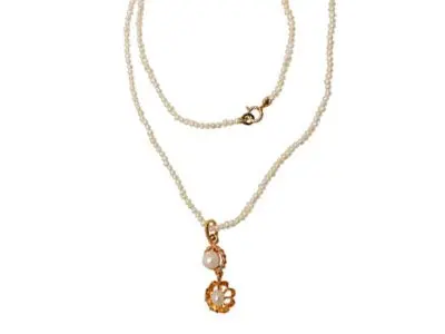 Collar perlas mini oro