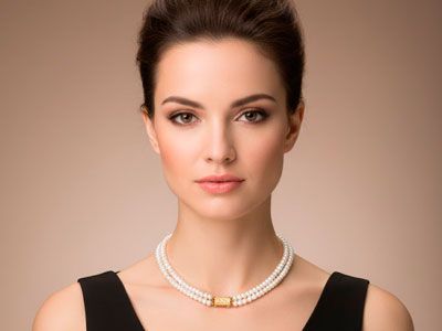 Collar doble perlas oro
