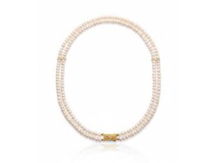 Collar doble perlas oro